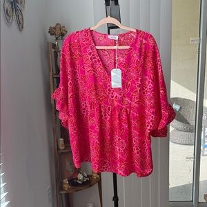 Pink Floral Boutique Top